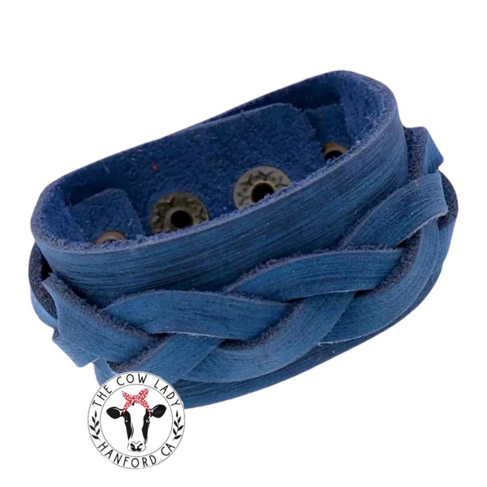 Blue Leather Bracelet Women’s Distressed Western Cowgirl Adjustable Cuff Jewelry
